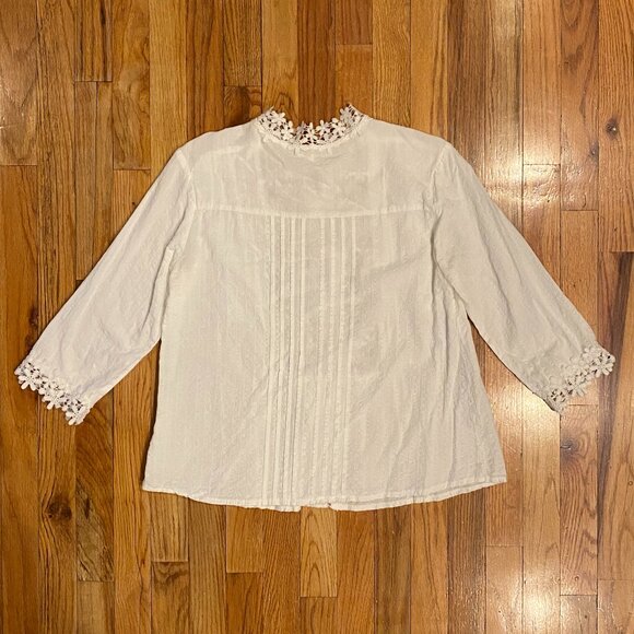 Women's Long Sleeve Top White Floral Lace Size Small - Picture 5 of 5